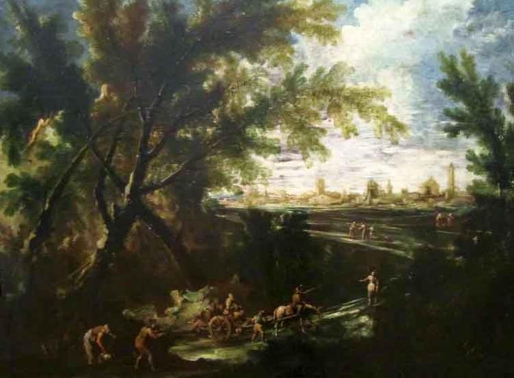 Giuseppe Antonio Petrini Landscape with a water carrier oil painting image